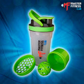 Shaker con rejilla, bola mezcladora y compartimento.