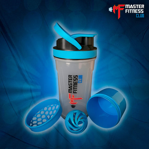 Shaker con rejilla, bola mezcladora y compartimento.