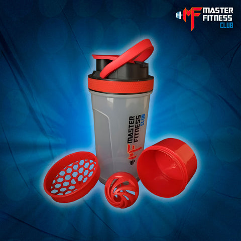 Shaker con rejilla, bola mezcladora y compartimento.